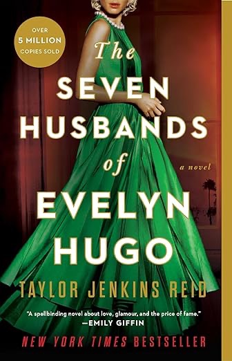 Top Ten Tuesday Covers with Favorite Colors. Book cover art for The Seven husbands of Evelyn Hugo by Taylor Reid Jenkins.