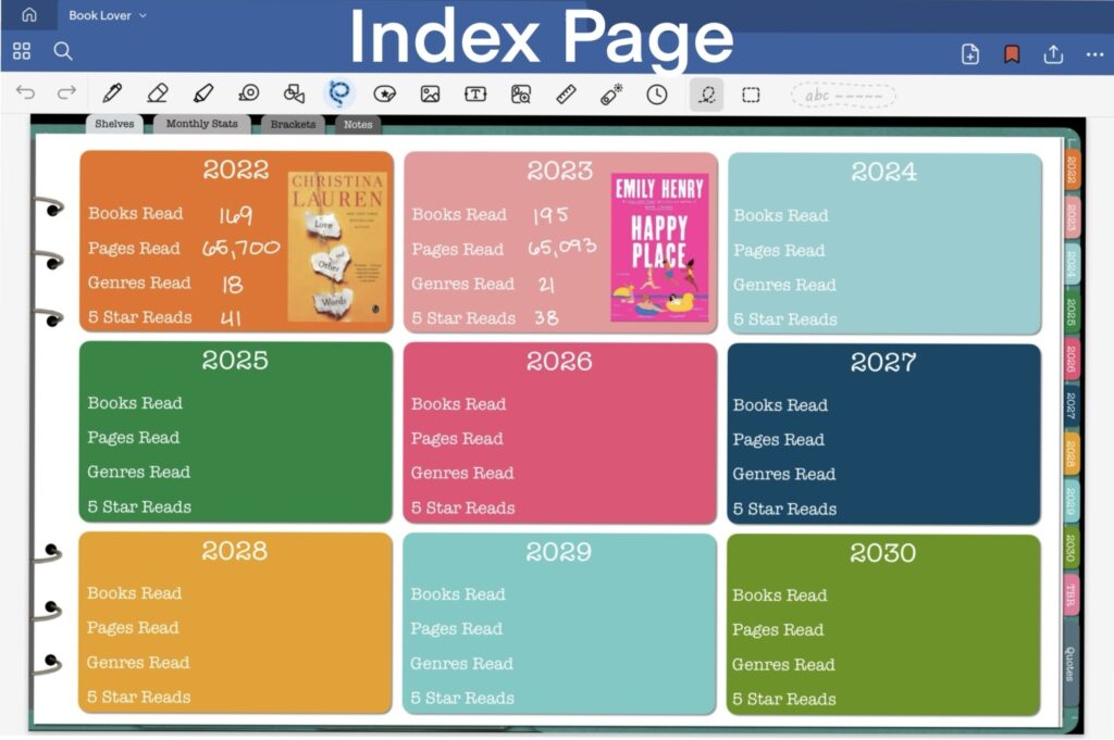 Alyssa's Book Journal Index Page