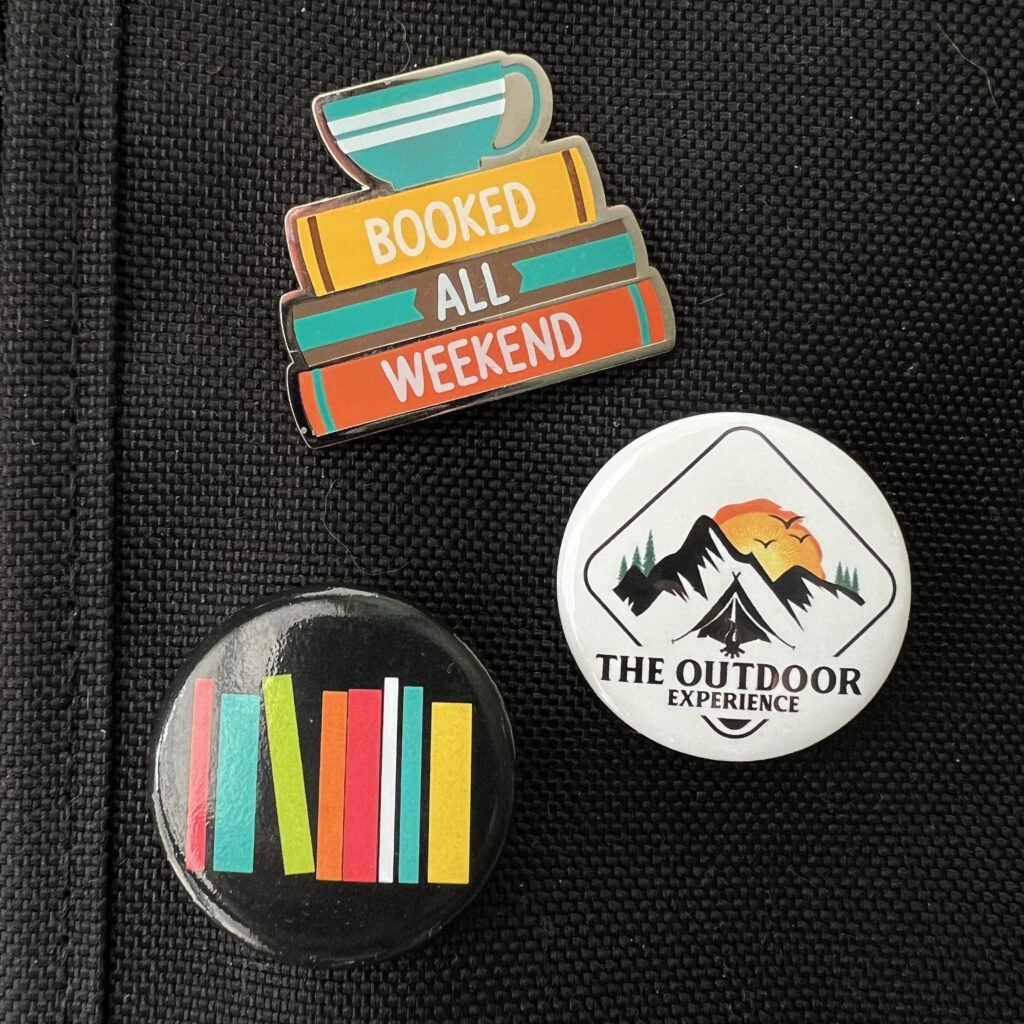 Alyssa's book-related buttons: Booked All Weekend