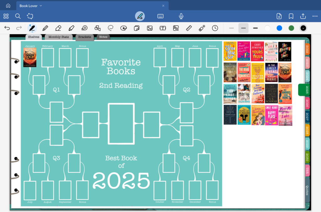 Favorite Book ReRead Challenge Bracket part of Alyssa's 2025 Reading Goals